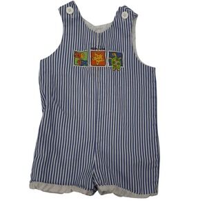 Austin & Ashley Romper Applique‎ Striped Blue Sleeveless Vintage Sea Life 4t